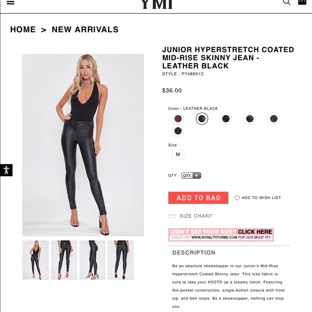 YMI faux leather jeans